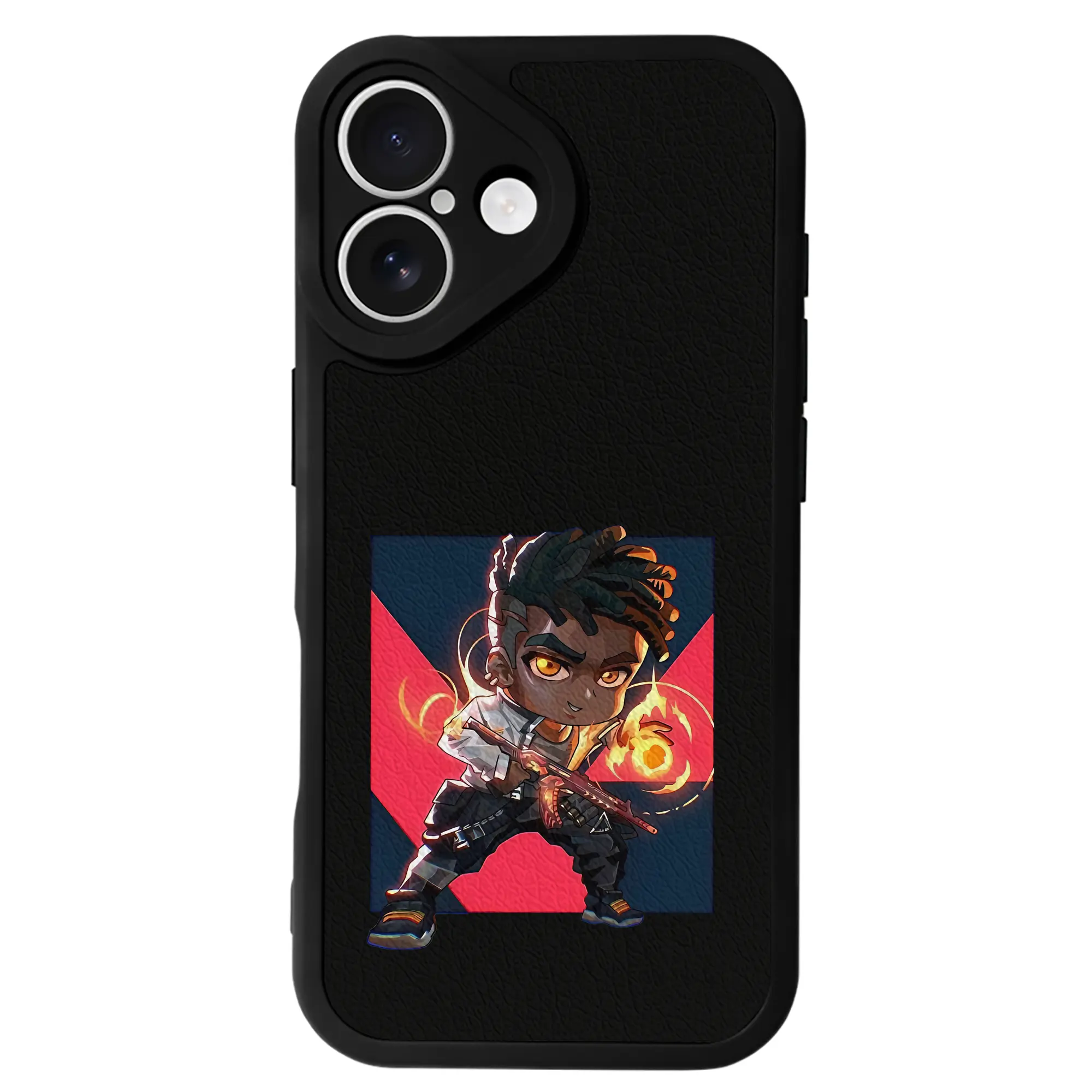 VALORANT グッズ,フェニックス - IPhone 16シリーズ対応 ・ シリコンスマホケース ・ レザー調 ・ 高精度フィット ・ 耐衝撃 ・ ワイヤレス充電対応 ・ 精密カット